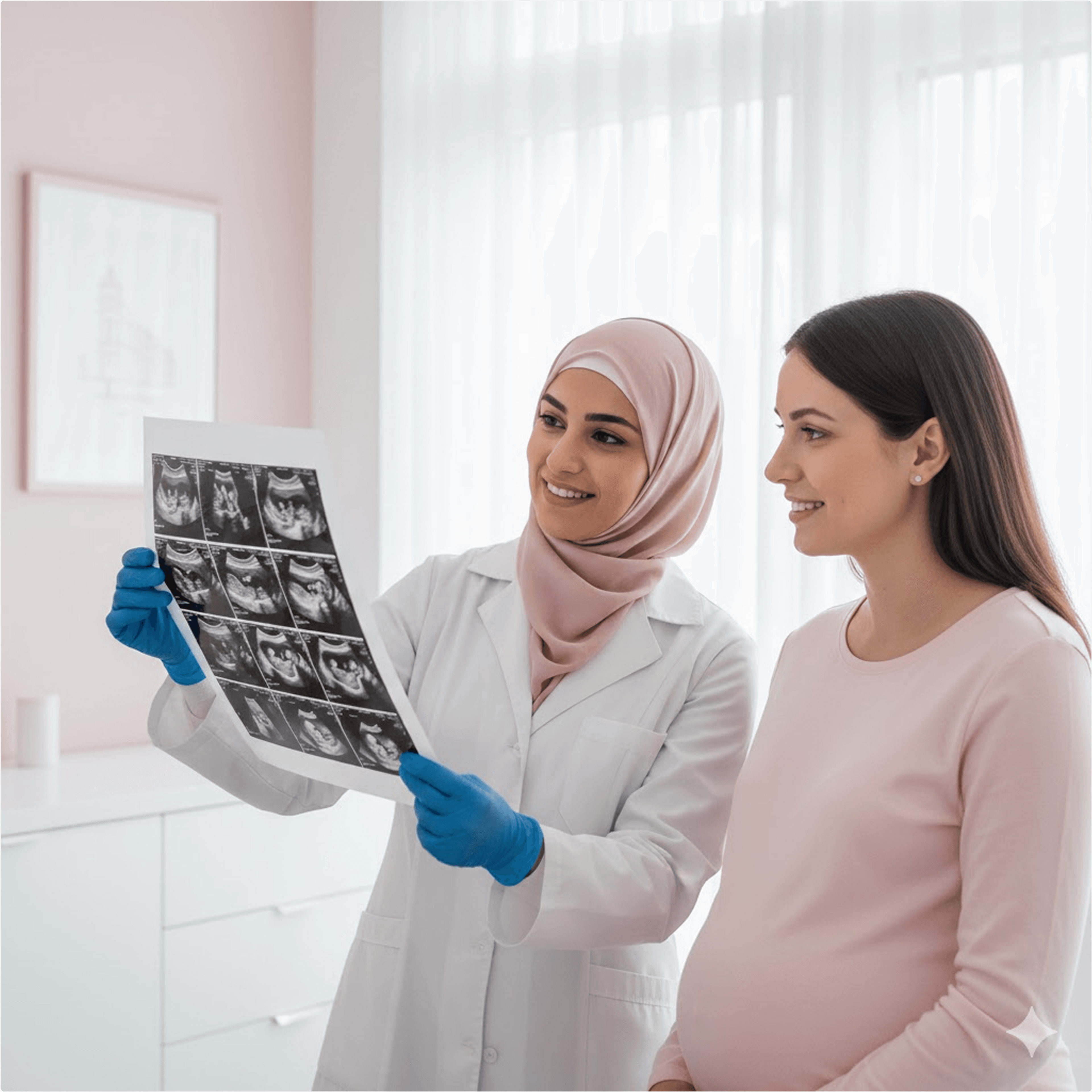 Doctor showing ultrasound